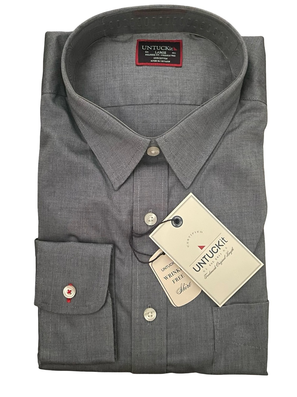 UNTUCKit Pio Cesare Relaxed Fit Blue Wrinkle Free Button Shirt Size Large